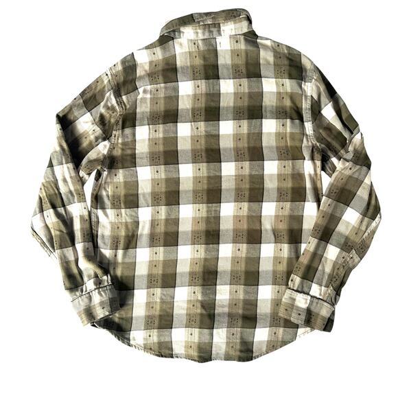 Frye Men’s Plaid Button Down Shirt Green Gray 100% Cotton Long Sleeve Medium - Picture 4 of 11
